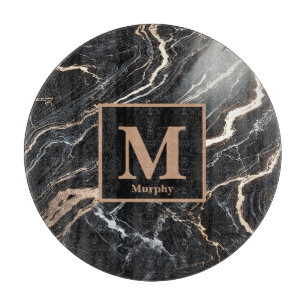 Black Marble & Guld Vein Monogram