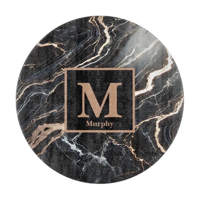 Black Marble & Guld Vein Monogram (Framsidan)