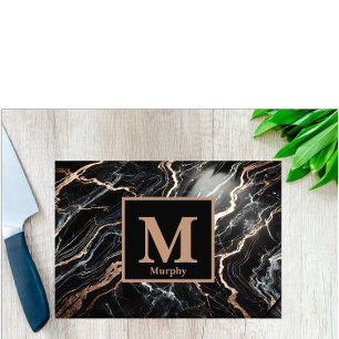 Black Marble & Guld Vein Monogram
