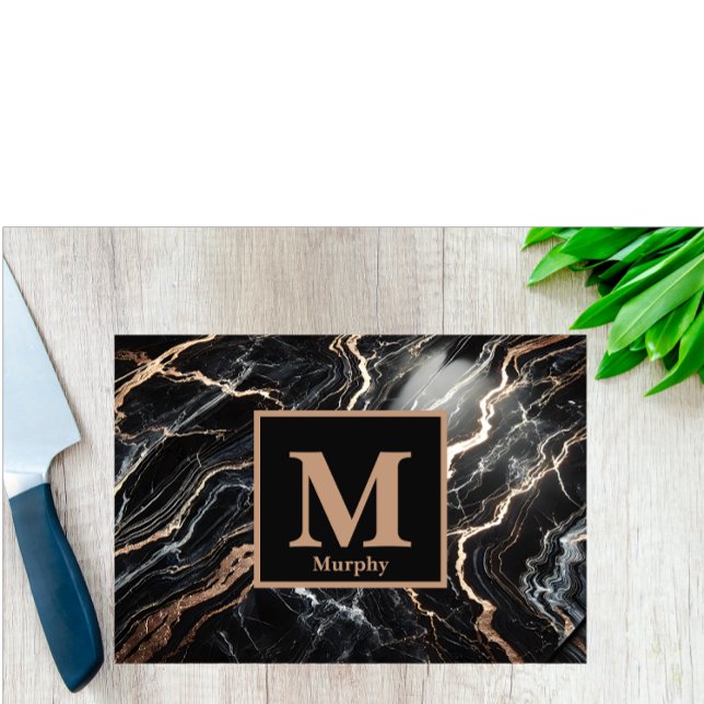 Black Marble & Guld Vein Monogram (Skapare uppladdad)