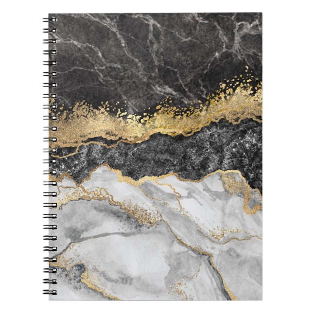 Black Marble med Guld Söt Anteckningsbok (Framsidan)