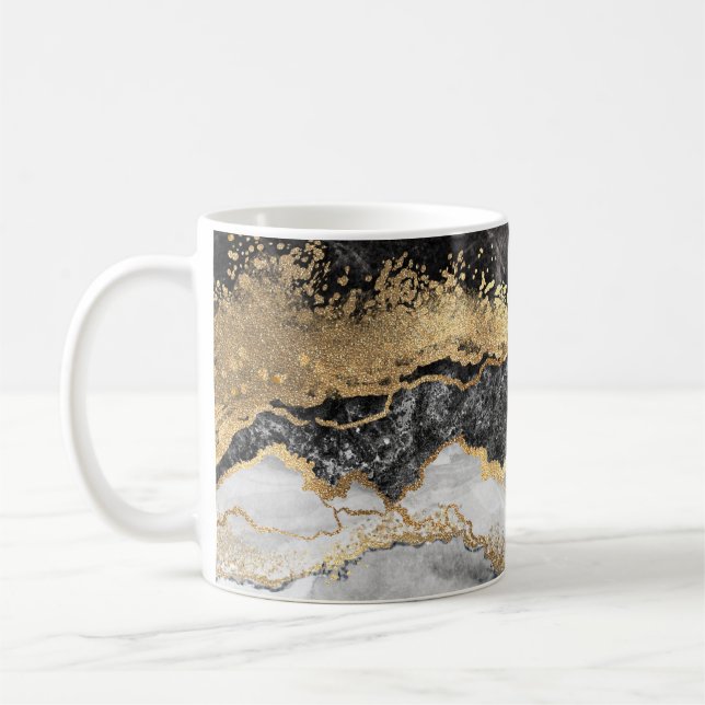 Black Marble med Guld Söt Kaffemugg (Vänster)