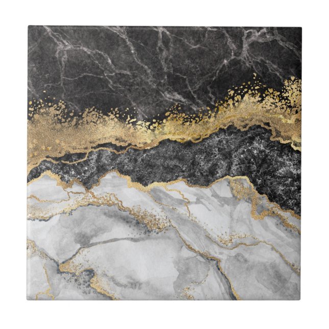 Black Marble med Guld Söt Kakelplatta (Framsidan)