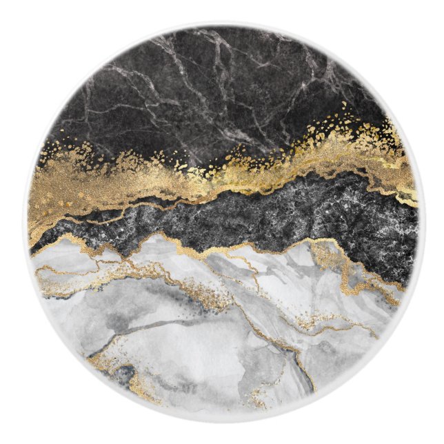 Black Marble med Guld Söt Knopp (Framsidan)