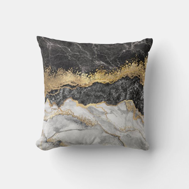 Black Marble med Guld Söt Kudde (Framsida)