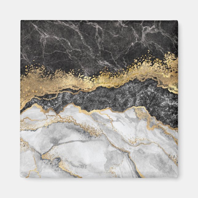 Black Marble med Guld Söt Magnet (Framsidan)