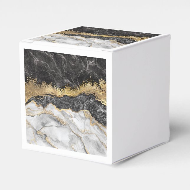 Black Marble med Guld Söt Presentaskar (Framsidan Sidan)