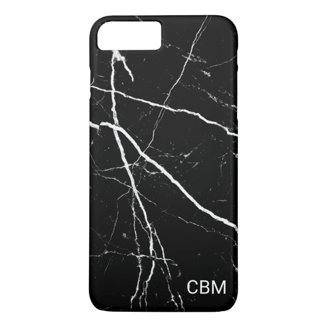 Black Marble Monogram Case-Mate iPhone Skal (Baksida)