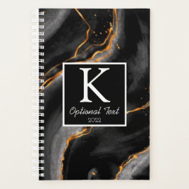Black Marble Monogram Modern Möte Bok