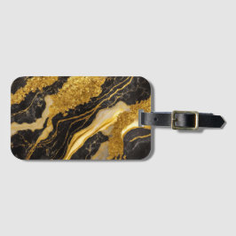Black Marble Mönster med Guld Bagagebricka