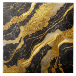 Black Marble Mönster med Guld Kakelplatta