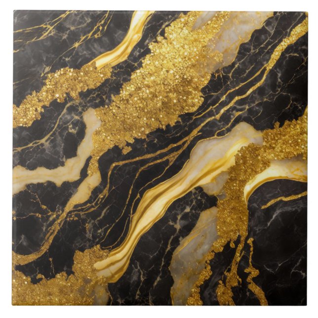 Black Marble Mönster med Guld Kakelplatta (Framsidan)