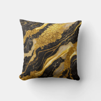 Black Marble Mönster med Guld Kudde