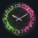 Black Marble Neon Clock Design Stor Klocka<br><div class="desc">Step into modern elegance with this black marble neon clock design, where glowing green and pink accents meet a sleek marble backdrop. The bold contrast of luminous colors against deep stone textures creates a striking aesthetic that feels both futuristic and timeless. Perfect for those who love vibrant artistry, geometric balance,...</div>
