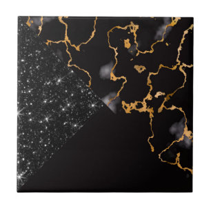 Black Marble och Glitter Kakelplatta