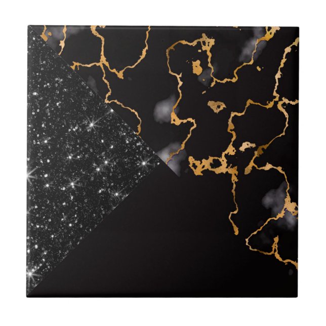 Black Marble och Glitter Kakelplatta (Framsidan)