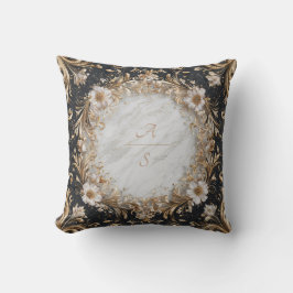 Black Marble och Guld Blommigt Bröllop Sticker Kudde