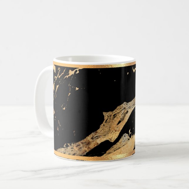 Black Marble och Guld Rimmed Coffee Mugg (Framsida vänster)