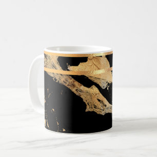 Black Marble och Guld Rimmed Coffee Mugg