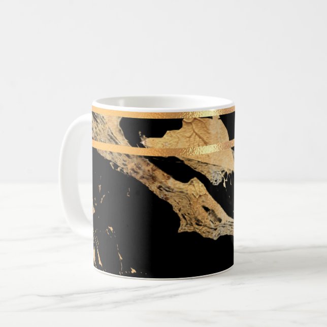 Black Marble och Guld Rimmed Coffee Mugg (Framsida vänster)
