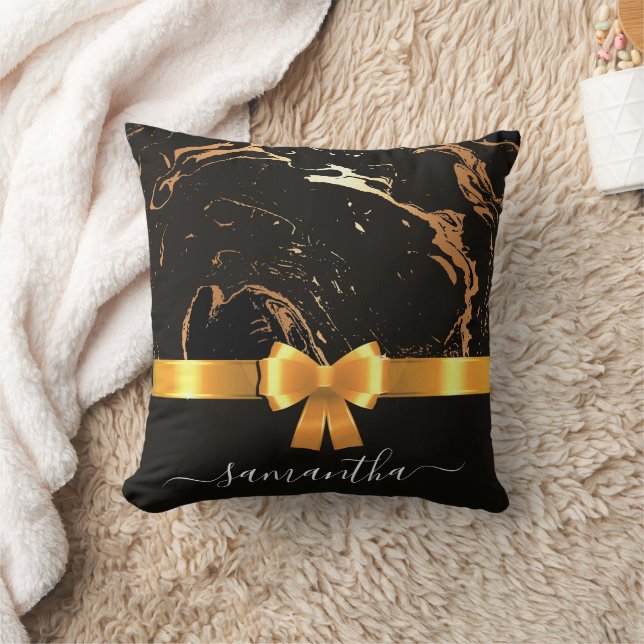 Black Marble och Ribbon Kudde (Filt)