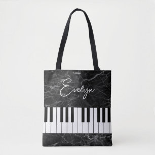 Black Marble Piano Music ThETE Bag Tygkasse