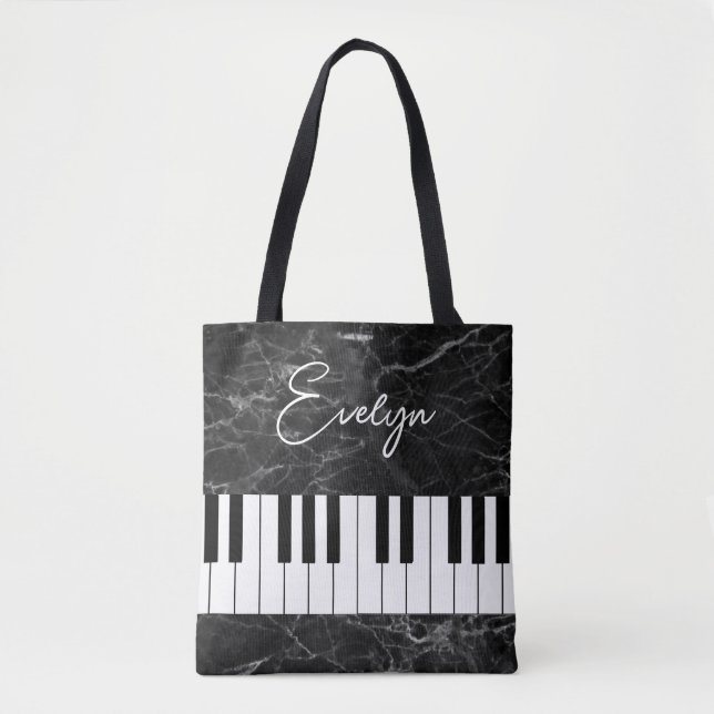 Black Marble Piano Music ThETE Bag Tygkasse (Framsida)