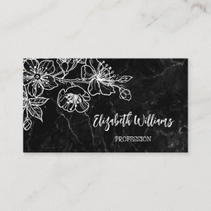 Black Marble QR-kod för vit konst-Blommigt Visitkort