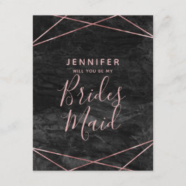 Black Marble Ro Guld blir min bridesmaid Inbjudningar