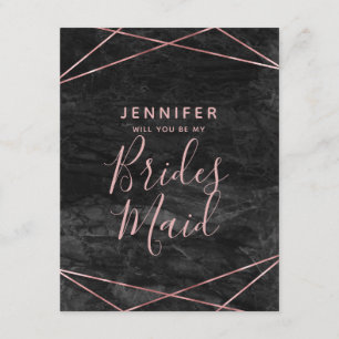 Black Marble Ro Guld blir min bridesmaid Inbjudningar