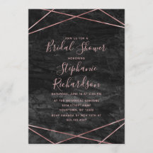 Black Marble Ro Guld Inbjudningskort för möhippan