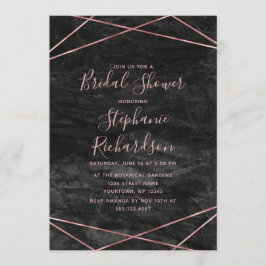 Black Marble Ro Guld Inbjudningskort för möhippan