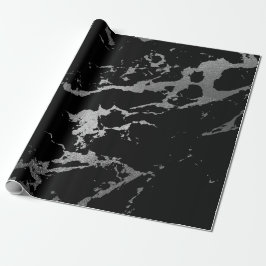 Black Marble Silver Shiny Deep Grått Shadows Presentpapper
