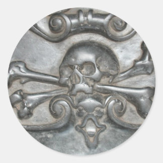 Black Marble Skull och Bones Pirat Stickers Runt Klistermärke