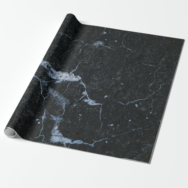 Black Marble Stone Mönster Presentpapper (Utrullad)