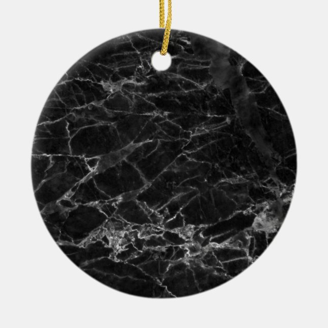 Black Marble Stone-utseende Julgransprydnad Keramik (Framsidan)