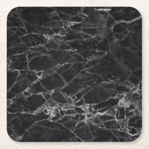 Black Marble Stone-utseende Underlägg Papper Kvadrat