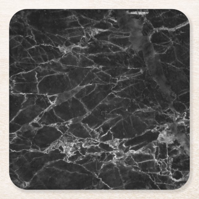 Black Marble Stone-utseende Underlägg Papper Kvadrat (Framsidan)