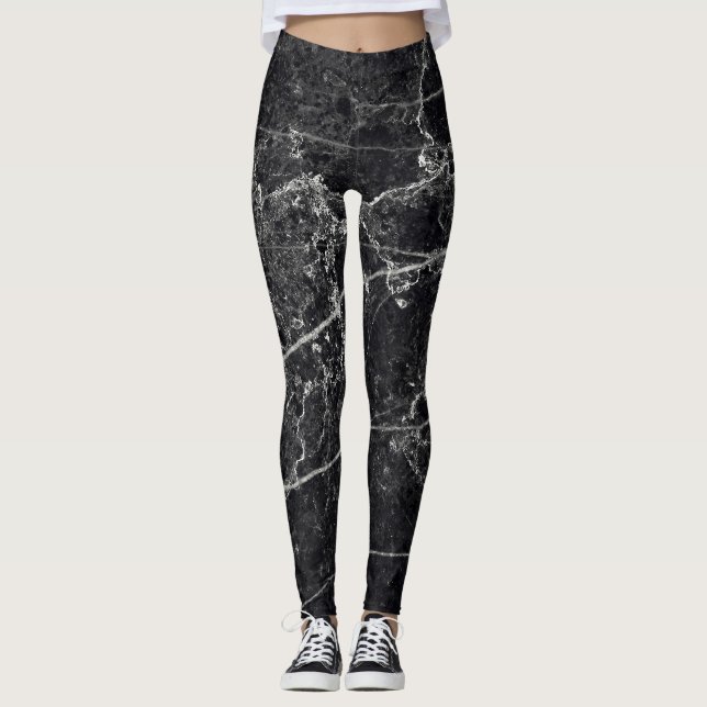 Black Marble Struktur Leggings (Framsida)