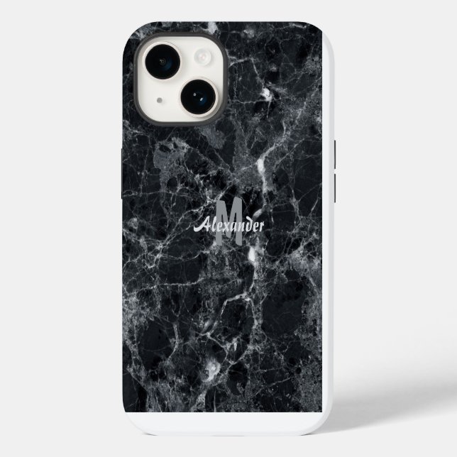 Black Marble Struktur Monogram Namn (Baksida)