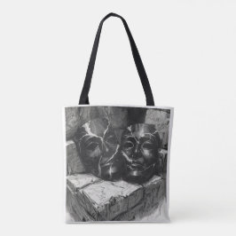 Black Marble Theatre Masks - Dark Aesthetic Tote B Tygkasse