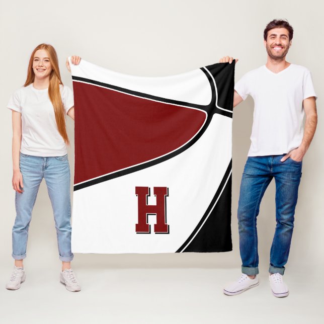 Black maroon basketball Team färg-pojkar flickor Fleecefilt (På plats)