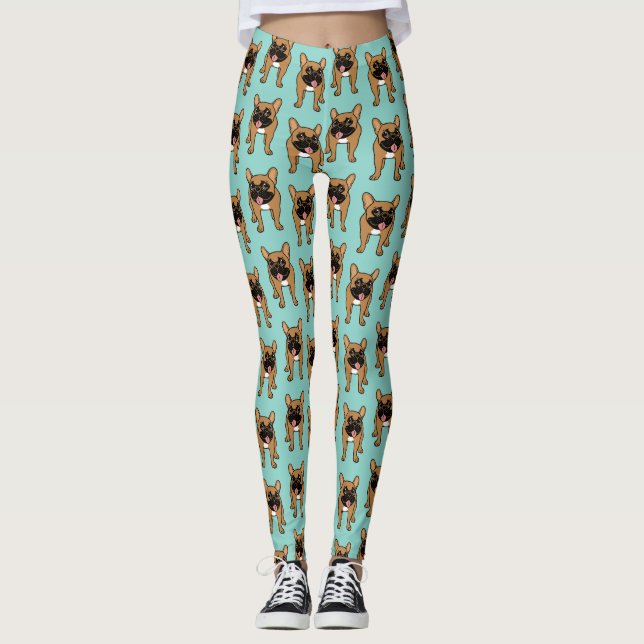 Black Mask Fawn Fransk Bulldog är redot att spela Leggings (Framsida)