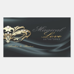 Black MasqueraGuld Candy Buffet Sticker Rektangulärt Klistermärke