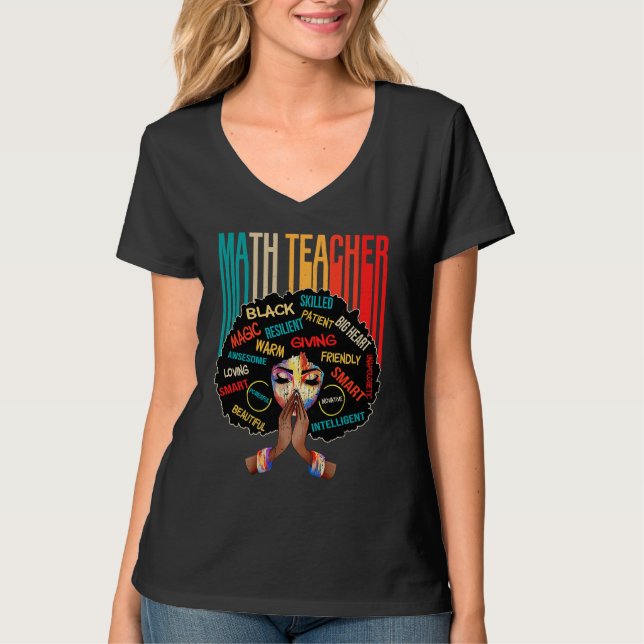 Black Math Teacher Afro Love Melanin African Ameri T Shirt (Framsida)