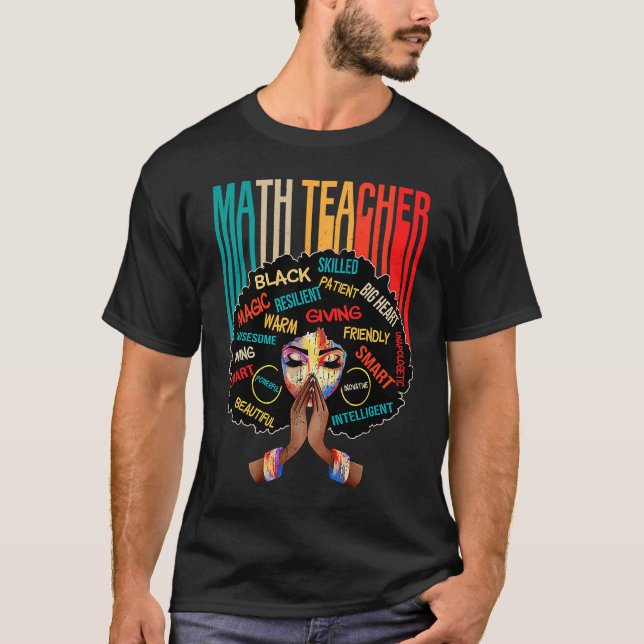 Black Math Teacher Afro Love Melanin African Ameri T Shirt (Framsida)