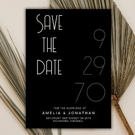 Black Matte Simple Minimal Wedding Save The Date Spara Datumet