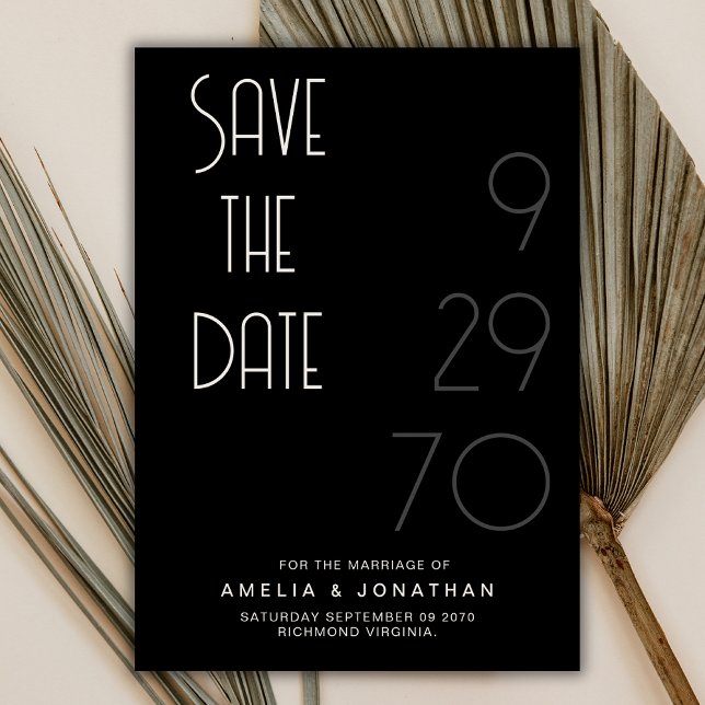Black Matte Simple Minimal Wedding Save The Date Spara Datumet (Skapare uppladdad)