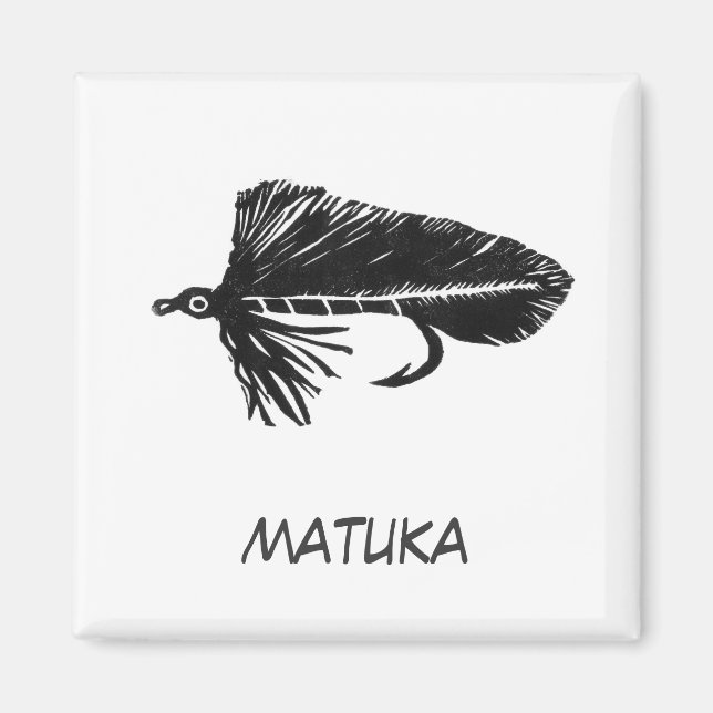 "Black Matuka" Fågelfiske Art Magnet (Framsidan)