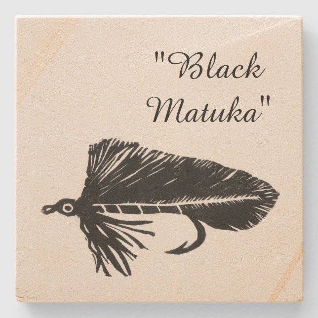 Black Matuka-fluga-bindning och fiskesamlare Stenunderlägg (Framsidan)